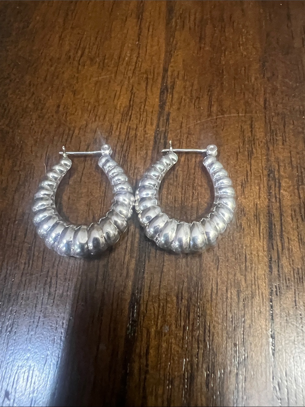 Sterling Silver Ribbed Hoop Earrings